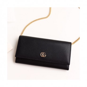 Gucci 2019 Marmont Leather Chain Wallet Cross Bag ,19CM - 구찌 2019 마몬트 레더 여성용 체인 월릿 크로스백,546585,GUB0562 ,19cm,블랙