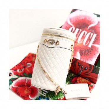 Gucci 2019 Quilted Leather Belt Bag Chain Shoulder Cross Bag,18CM - 구찌 2019 퀄트 레더 벨트백 체인 숄더 크로스백 572298,GUB0557,18cm,화이트