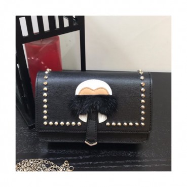 Fendi Chain Hand Bag Shoulder Cross Bag ,19CM -  펜디 백벅스 스터드 체인 핸드백 숄더 크로스백  FENB0267,19CM,블랙