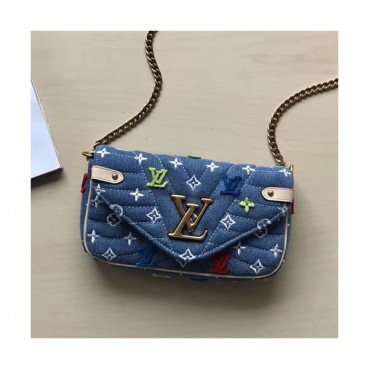 Louis Viutton 2019 Denim New Wave Chain Shouder Cross Bag ,18cm - 루이비통 2019 데님 뉴웨이브 체인 숄더 크로스백 M67531,LOUB1245 ,18cm,블루