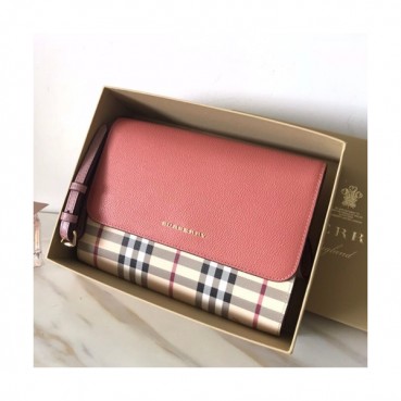 Burberry 2019 House Check Clutch Shoulder Cross Bag, 22cm - 버버리 2019 하우스 체크 여성용 클러치 숄더 크로스백 ,BURB0175,22cm,핑크