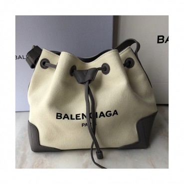Balenciaga 2019 Canvas & Leather Bucket Shoulder Cross Bag,25CM - 발렌시아가 2019 캔버스&레더 버킷 숄더 크로스백,BGB0040,25CM,베이지+그레이