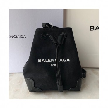 Balenciaga 2019 Canvas & Leather Bucket Shoulder Cross Bag,19CM - 발렌시아가 2019 캔버스&레더 버킷 숄더 크로스백,BGB0036,19CM,블랙