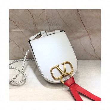 Valentino 2019 Garavani V-ring Leather Mini Shoudler Cross Bag,17CM 