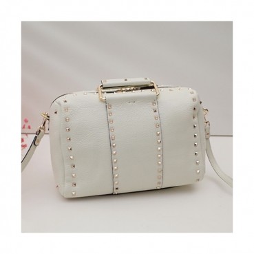 Valentino 2019  Leather Ruckstud Shoudler Cross Bag,25CM - 발렌티노 2019 레더 락스터드 숄더 크로스백,VTB0413,25CM,화이트