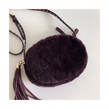 Valentino 2019 Fur & Leather Shoudler Cross  Bag,21CM - 발렌티노 2019 퍼 & 레더 숄더 크로스백,VTB0358,21CM,퍼플