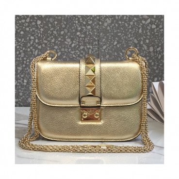 Valentino 2019 Leather Rockstud Box Shoudler Cross Bag,21/26CM - 발렌티노 2019 레더 락스터드 박스 숄더 크로스백, VTB0256,21/26CM,옐로우골드