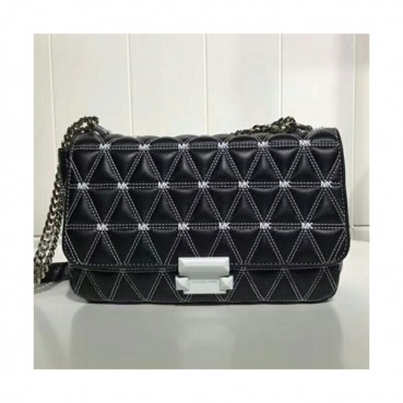 Michael Kors Leather Sloan Chain Cross Bag, 25CM - 마이클 코어스 레더 슬론 체인 크로스백,MKB0265, 25CM,블랙