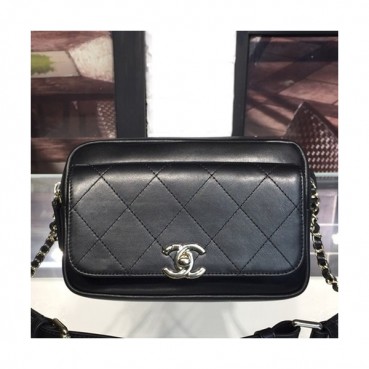 Chanel Vintage Chain Leather Camera Bag, 20CM - 샤넬 빈티지 체인 레더 카메라백,CHAB0604,20CM,블랙