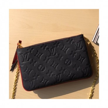 Louis Vuitton Pochette Double Zip Chain Shoulder Cross Bag,20cm - 루이비통 포쉐트 더블 집 체인 숄더 크로스백 M63919,LOUB1068,20cm,네이비+레드