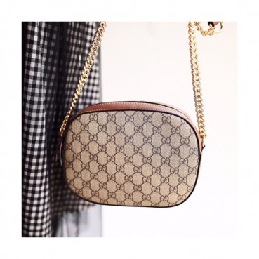 Gucci Supreme PVC Mini Women Chain Cross Bag,21.5CM - 구찌 수프림 PVC 미니 여성용  체인 크로스백409535,GUB0496,21.5CM,브라운