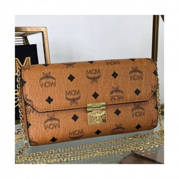 MCM Millie Visetos Chain Shoulder Cross Bag,18.5/23.5cm - 엠씨엠 여성용 밀리 비세토스 체인 숄더 크로스백 MCMB0085, 18.5/23.5cm,브라운