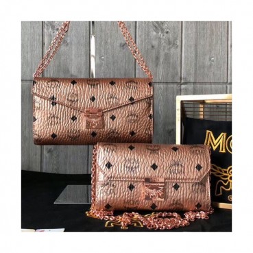 MCM 2019 Millie Visetos Leather Chain Shoulder Cross Bag,18.5/23.5cm - 엠씨엠 2019 여성용 밀리 비세토스 레더 체인 숄더 크로스백 MCMB0019, 18.5/23.5cm,다크 로즈골드