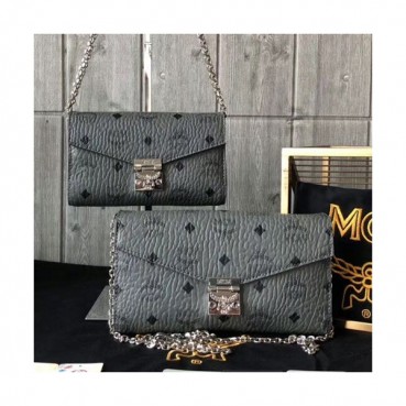 MCM 2019 Millie Visetos Leather Chain Shoulder Cross Bag,18.5/23.5cm - 엠씨엠 2019 여성용 밀리 비세토스 레더 체인 숄더 크로스백 MCMB0018, 18.5/23.5cm,그레이