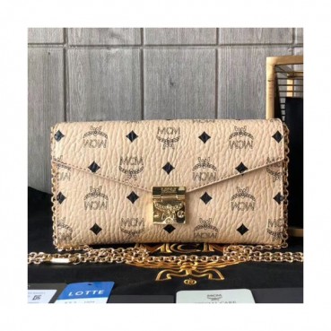 MCM 2019 Millie Visetos Leather Chain Shoulder Cross Bag,23.5cm - 엠씨엠 2019 여성용 밀리 비세토스 레더 체인 숄더 크로스백 MCMB0016, 23.5cm,베이지