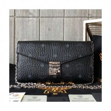 MCM 2019 Millie Visetos Leather Chain Shoulder Cross Bag,23.5cm - 엠씨엠 2019 여성용 밀리 비세토스 레더 체인 숄더 크로스백 MCMB0015, 23.5cm,블랙
