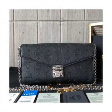 MCM 2019 Millie Visetos Leather Chain Shoulder Cross Bag,23.5cm - 엠씨엠 2019 여성용 밀리 비세토스 레더 체인 숄더 크로스백 MCMB0014, 23.5cm,블랙