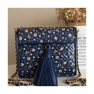 Tory Burch Leather Blue Tassel Chain Shoulder Cross Bag,17cm - 토리버치 레더 블루 태슬 체인 숄더 크로스백 TBB0079,17cm