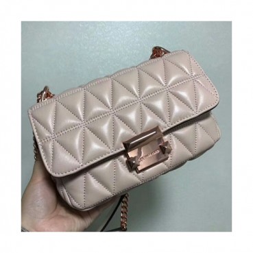Michael Kors Leather Sloan Chain Cross Bag, 20CM - 마이클 코어스 레더 슬론 체인 크로스백,MKB0024, 20CM,핑크