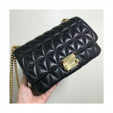 Michael Kors Leather Sloan Chain Cross Bag, 25CM - 마이클 코어스 레더 슬론 체인 크로스백,MKB0023, 25CM,블랙