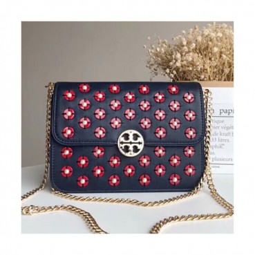 Tory Burch Leather Blue Chain Shoulder Cross Bag,22cm - 토리버치 레더 블루 체인 숄더 크로스백 TBB0074,22cm