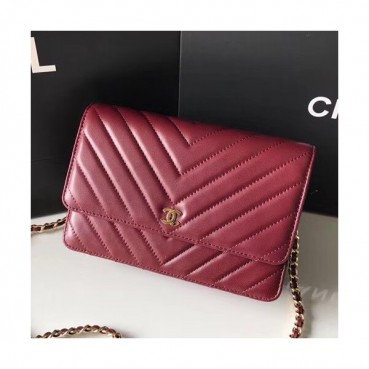 Chanel WOC Chain Cross Bag ,19CM - 샤넬 WOC 체인 크로스백,CHAB0035,19.5CM,와인