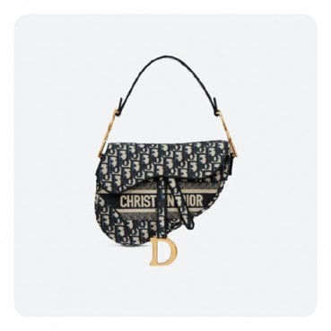 디올 블루 오블리크 자수 새들 백- Dior Oblique Jacquard Saddle Bag