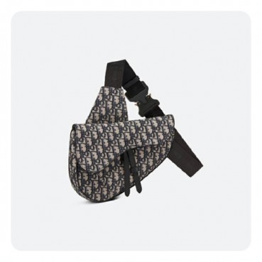 디올 베이지&블랙 오블리크 자카드 새들 백- Dior Oblique Jacquard Saddle Bag