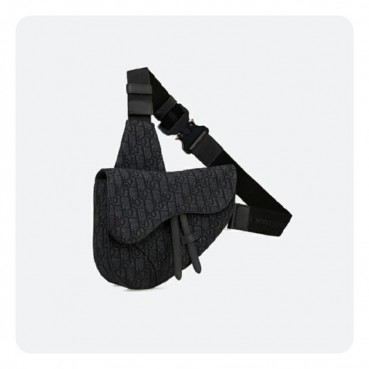 디올 블랙 오블리크  자카드 새들 백- Dior Oblique Jacquard Saddle Bag