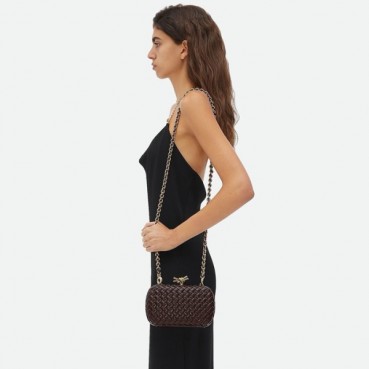 보테가 베네타 여성 초코 브라운 체인 새들 백- Bottega Veneta Womens Knot Bag 