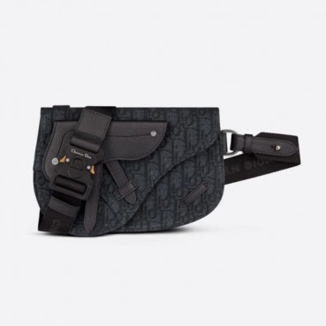 디올 남성 블랙 새들백 - Dior Mens Black Saddle Bag 