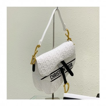 디올 여성 화이트 새들백 - Womens White Saddle Bag 