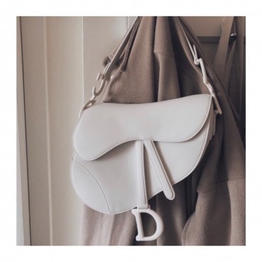 디올 여성 화이트 새들백 - Womens White Saddle Bag 