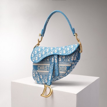 디올  여성 클래식 블루 새들백 - Womens Blue Saddle Bag 