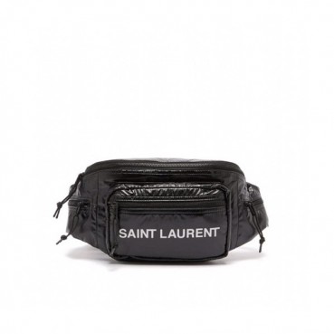 Saint Laurent 2020 Nylon Hip Sack,45CM - 입생로랑 2020 남여공용 나일론 힙색, SLB0566,45CM,블랙