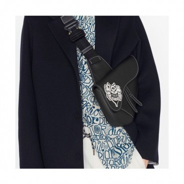 Dior 2020 Mens Leather Hip Sack,26CM - 디올 2020 남성용 레더 힙색,DIOB0578 ,26cm,블랙