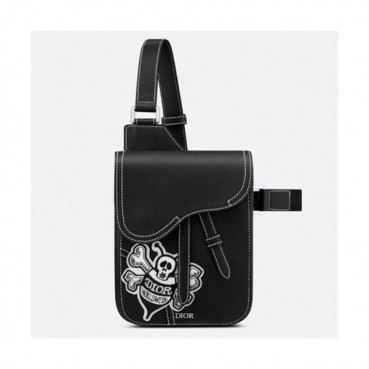 Dior 2020 Mens Leather Hip Sack,21CM - 디올 2020 남성용 레더 힙색,DIOB0577 ,21cm,블랙