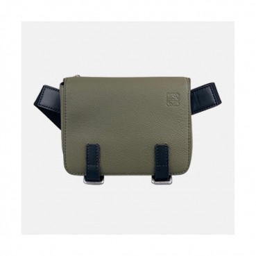 Loewe 2020 Leather Mens Hip Sack Bumbag,18CM - 로에베 2020 남성용 레더 힙색 범백,LOEB0399, 18CM, 카키그레이