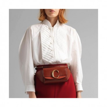 Chole 2020 C Leather Belt Bag Hip Sack, 17.5cm -  끌로에 2020 C 레더 벨트백 힙색,CLB0183,17.5cm,브라운