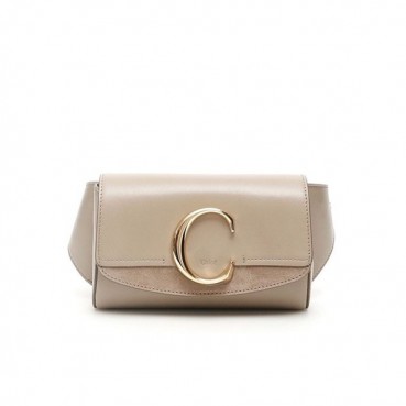 Chole 2020 C Leather Belt Bag Hip Sack, 17.5cm -  끌로에 2020 C 레더 벨트백 힙색,CLB0182,17.5cm,그레이