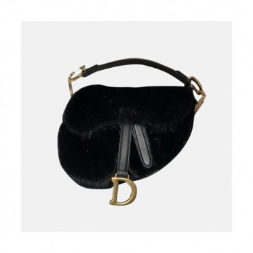 Dior 2020 Mink Fur Saddle Shoulder Bag ,21CM - 디올 2020 밍크 퍼 새들 숄더백,DIOB0525,21CM,블랙