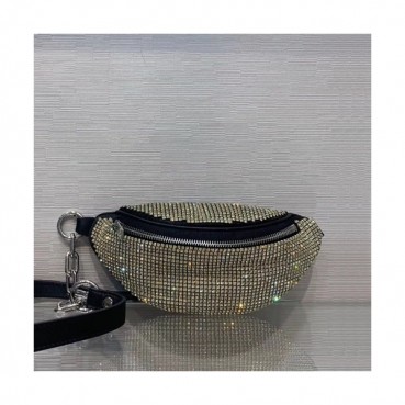 Alexander Wang 2020 Cubic & Leather Belt Bag,20.5cm - 알렉산더왕 2020 큐빅 & 레더 남여공용 벨트백 AWB0043,20.5cm,블랙(옐로우큐빅)