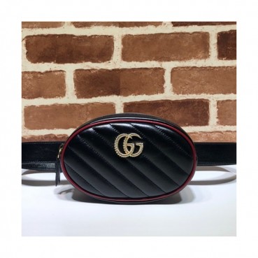 Gucci 2020 Marmont Matlase Leather Belt Bag,18CM - 구찌 2020 마몬트 마틀라세 레더 벨트백 ,476434 ,GUB1018,18CM,블랙