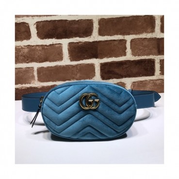 Gucci 2020 Marmont Matlase Velvet Belt Bag,18CM - 구찌 2020 마몬트 마틀라세 벨벳 벨트백 ,476434 ,GUB1015,18CM,연블루