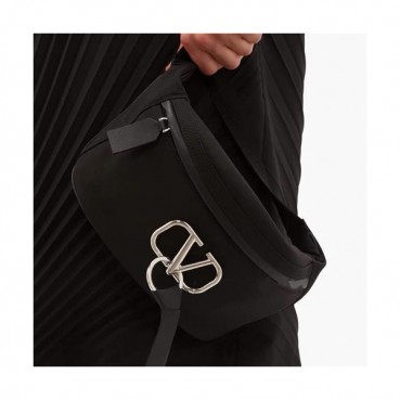 Valentino 2019 Vring Nylon Hip Sack Belt Bag - 발렌티노 2019 브이링 나일론 남여공용 힙색 벨트백,VTB0899,블랙