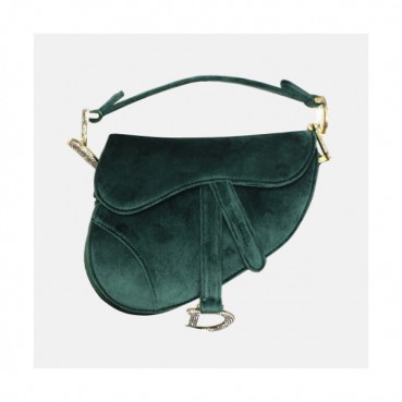 Dior 2019 Saddle Velvet Shoulder Bag,19.5CM - 디올 2019 새들 벨벳 숄더백 DIOB0472,19.5CM,그린