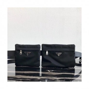 Prada 2019 Nylon Hip Sack, 19.4 & 15cm - 프라다 2019 남성용 나일론 힙색 ,PRAB0070, 19.4 & 15cm,블랙
