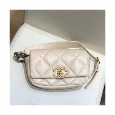 Chanel 2019 Women Leather Hip Sack ,17CM - 샤넬 2019 여성용 레더 힙색,CHAB1301,17CM,베이지