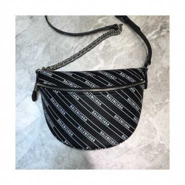 Balenciaga 2019 Leather Hip Sack Belt Bag,24CM - 발렌시아가 2019 남여공용 레더 힙색 벨트백,BGB0461,24CM,블랙