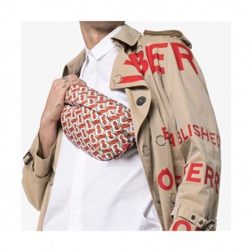 Burberry 2019 TB Canvas Hip Sack Belt Bag , 31cm - 버버리 2019 TB 남여공용 캔버스 힙색 벨트백 ,BURB0388,31cm,레드오렌지